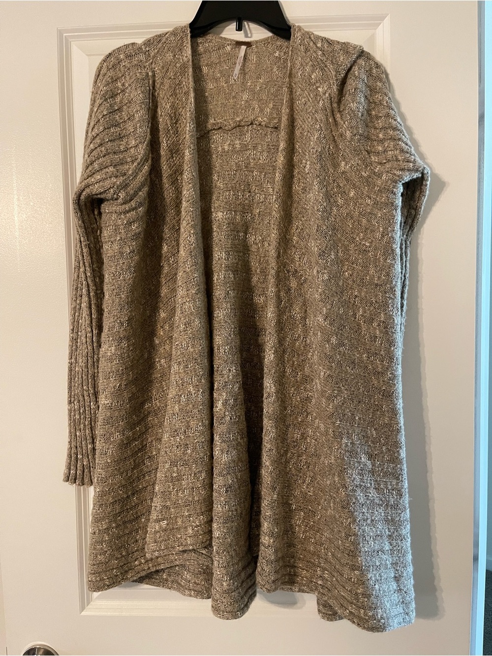 Free People Open-Front Longline Cardigan - Taupe Heather